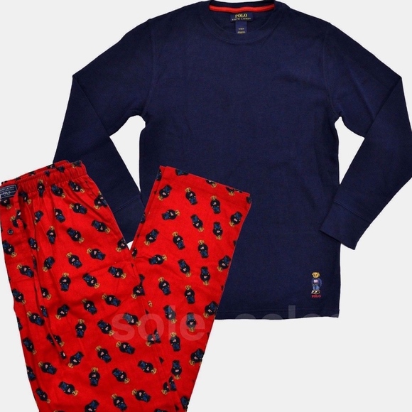 NWT Polo Ralph Lauren Bear Pajama Set Size Medium - Picture 1 of 8